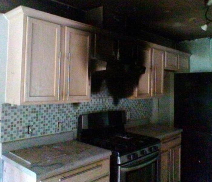fire damage kitchen cabinet
